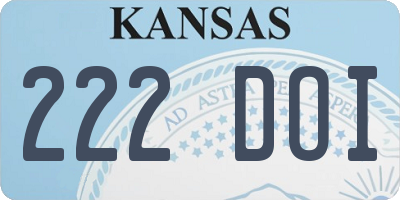 KS license plate 222DOI
