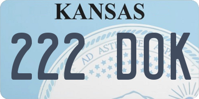 KS license plate 222DOK