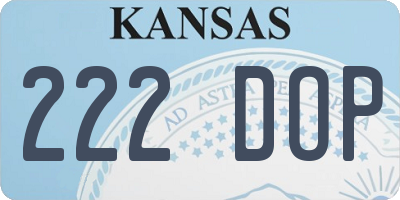 KS license plate 222DOP