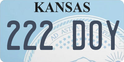 KS license plate 222DOY
