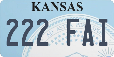 KS license plate 222FAI