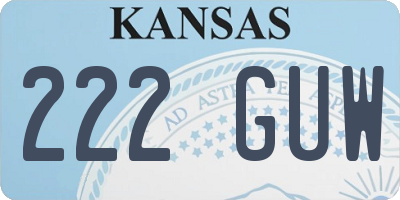 KS license plate 222GUW