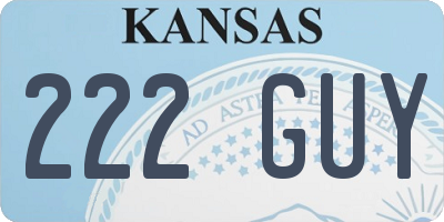 KS license plate 222GUY