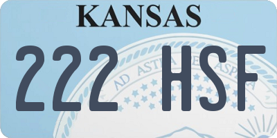 KS license plate 222HSF