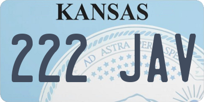 KS license plate 222JAV