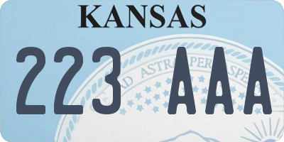 KS license plate 223AAA
