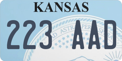 KS license plate 223AAD