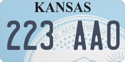 KS license plate 223AAO