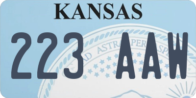 KS license plate 223AAW