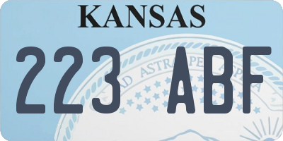 KS license plate 223ABF