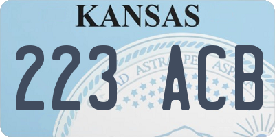KS license plate 223ACB