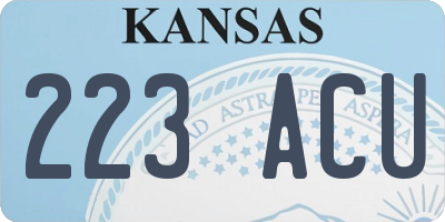 KS license plate 223ACU