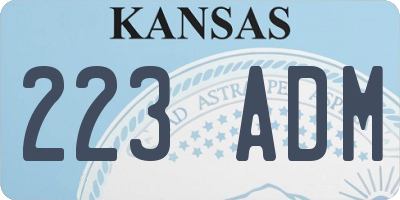 KS license plate 223ADM