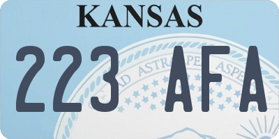 KS license plate 223AFA