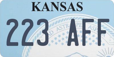 KS license plate 223AFF