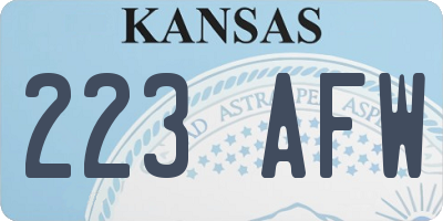 KS license plate 223AFW
