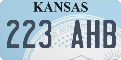 KS license plate 223AHB