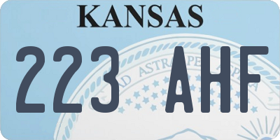 KS license plate 223AHF