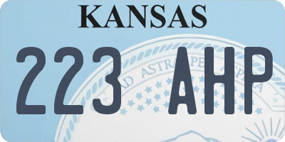 KS license plate 223AHP