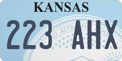 KS license plate 223AHX