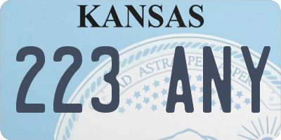 KS license plate 223ANY