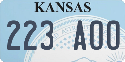 KS license plate 223AOO