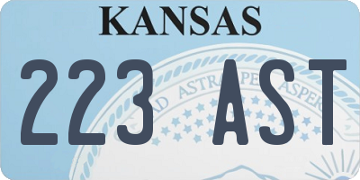 KS license plate 223AST