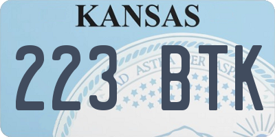 KS license plate 223BTK