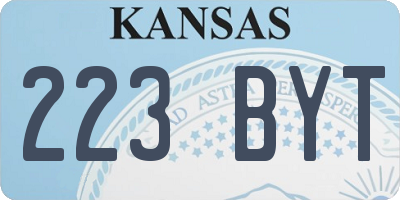 KS license plate 223BYT