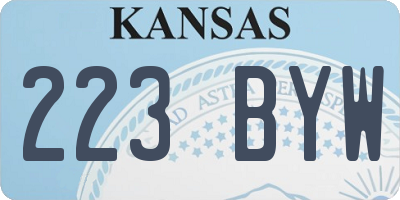 KS license plate 223BYW