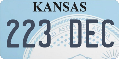 KS license plate 223DEC
