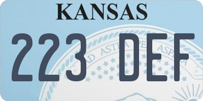 KS license plate 223DEF