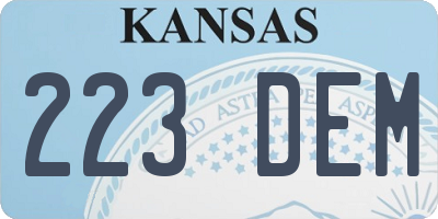 KS license plate 223DEM