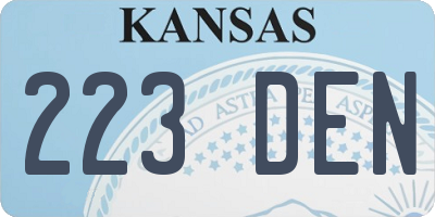 KS license plate 223DEN