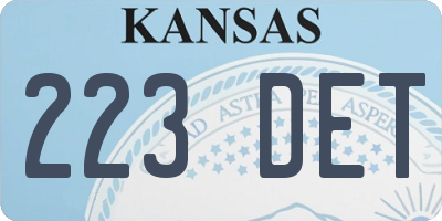 KS license plate 223DET