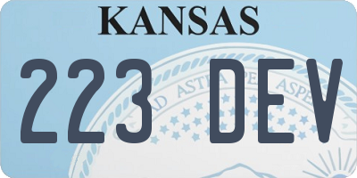 KS license plate 223DEV