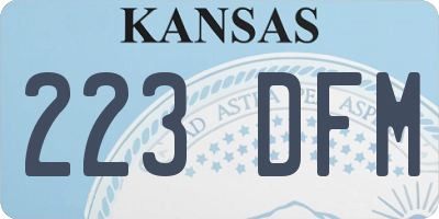 KS license plate 223DFM