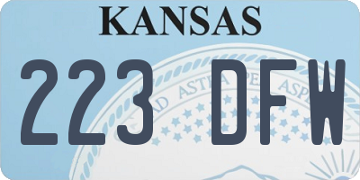 KS license plate 223DFW
