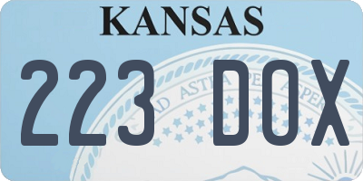 KS license plate 223DOX