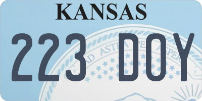 KS license plate 223DOY