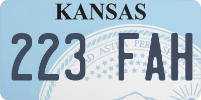KS license plate 223FAH