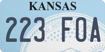 KS license plate 223FOA