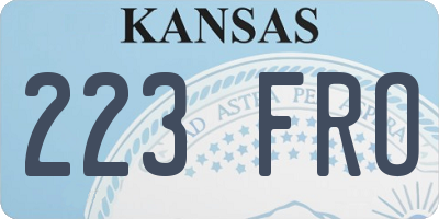 KS license plate 223FRO