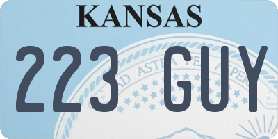 KS license plate 223GUY