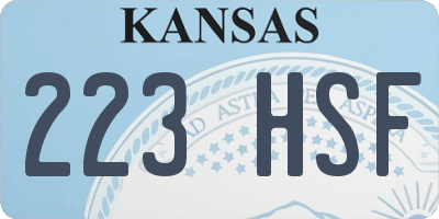 KS license plate 223HSF