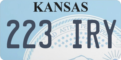 KS license plate 223IRY