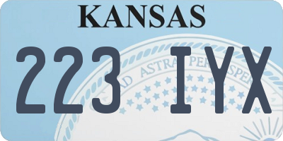 KS license plate 223IYX