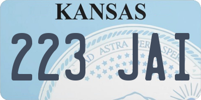 KS license plate 223JAI