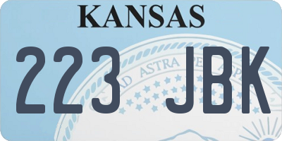 KS license plate 223JBK