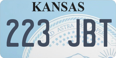 KS license plate 223JBT